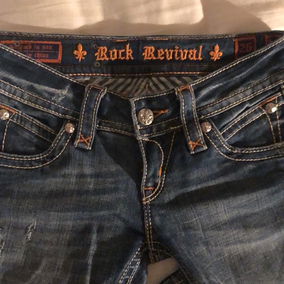 SALE Rock Revival heavy denim, distressed boot cut jeans. Low rise. - Picture 2 of 6